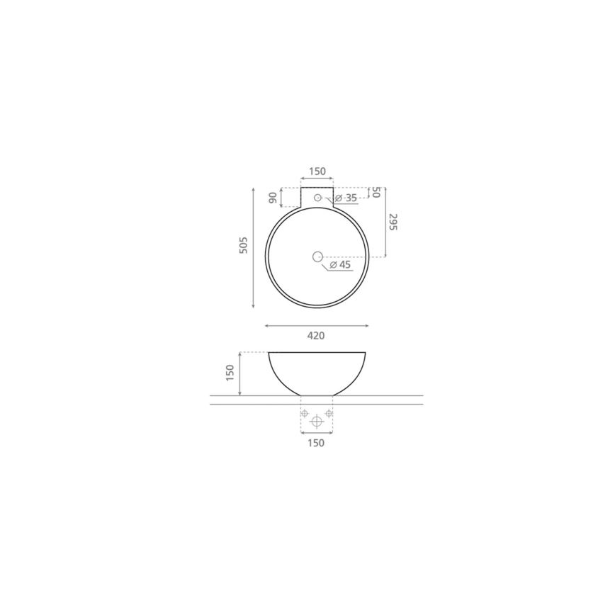 Bathco 0028 - Lavatório de bancada BAYONA 42x50,5 cm porcelana/branco