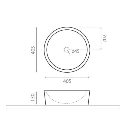 Bathco 00308 - Lavatório de bancada DUAL Ø 40,5 cm pedra/cinzento