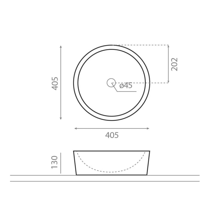 Bathco 00308 - Lavatório de bancada DUAL Ø 40,5 cm pedra/cinzento