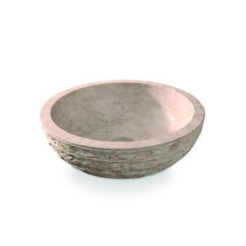 Bathco 00318 - Lavatório de sobrepor PUKET Ø 45 cm pedra/bege