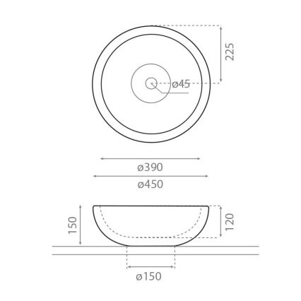Bathco 00318 - Lavatório de sobrepor PUKET Ø 45 cm pedra/bege