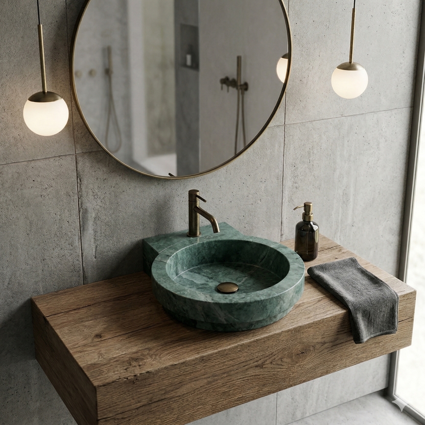 Bathco 00339 - Lavatório de sobrepor ICONO 40x45 cm pedra/cinzento