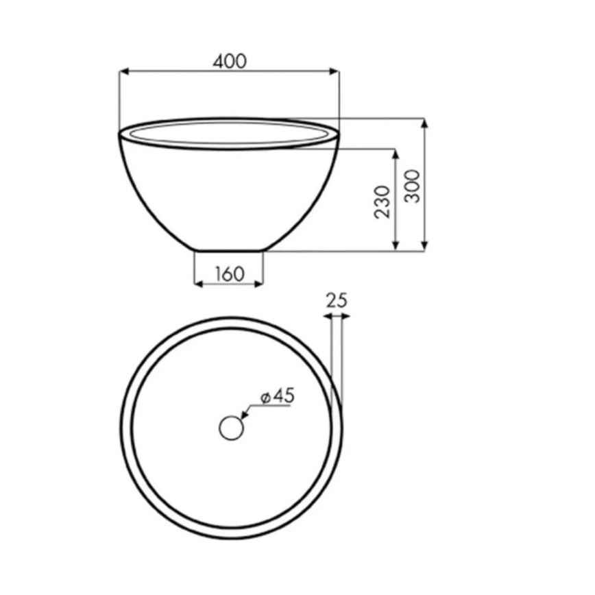 Bathco 00374 - Lavatório de embutir na bancada MIRAGE, Ø 40 cm, pedra/cinzento