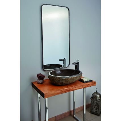 Bathco 00393 - Lavatório de bancada RIO 52x47 cm pedra/cinzento