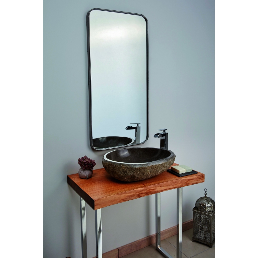 Bathco 00393 - Lavatório de bancada RIO 52x47 cm pedra/cinzento