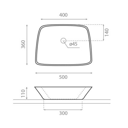 Bathco 0091 - Lavatório de bancada ANABEL 50x36 cm porcelana/branco