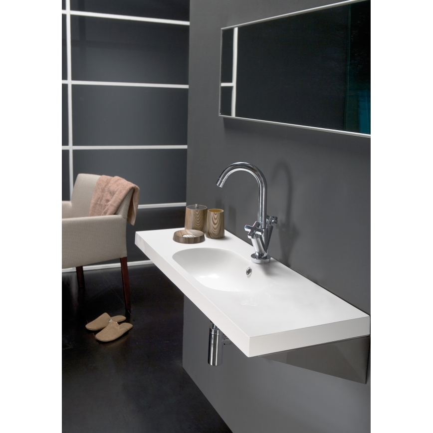 Bathco 0516 - Lavatório de encastrar ICE 60x35 cm resina/branco