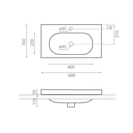Bathco 0516 - Lavatório de encastrar ICE 60x35 cm resina/branco