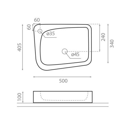 Bathco 4001 - Lavatório de bancada ARAGON 50 x 40,5 cm porcelana/branco