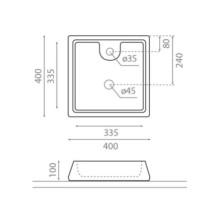 Bathco 4003 - Lavatório de bancada GALICIA 40x40 cm porcelana/branco