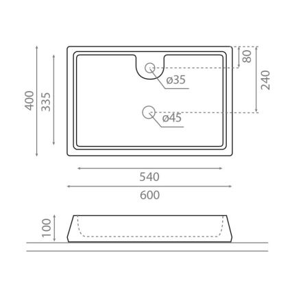 Bathco 4004 - Lavatório de bancada GALICIA 60x40 cm porcelana/branco