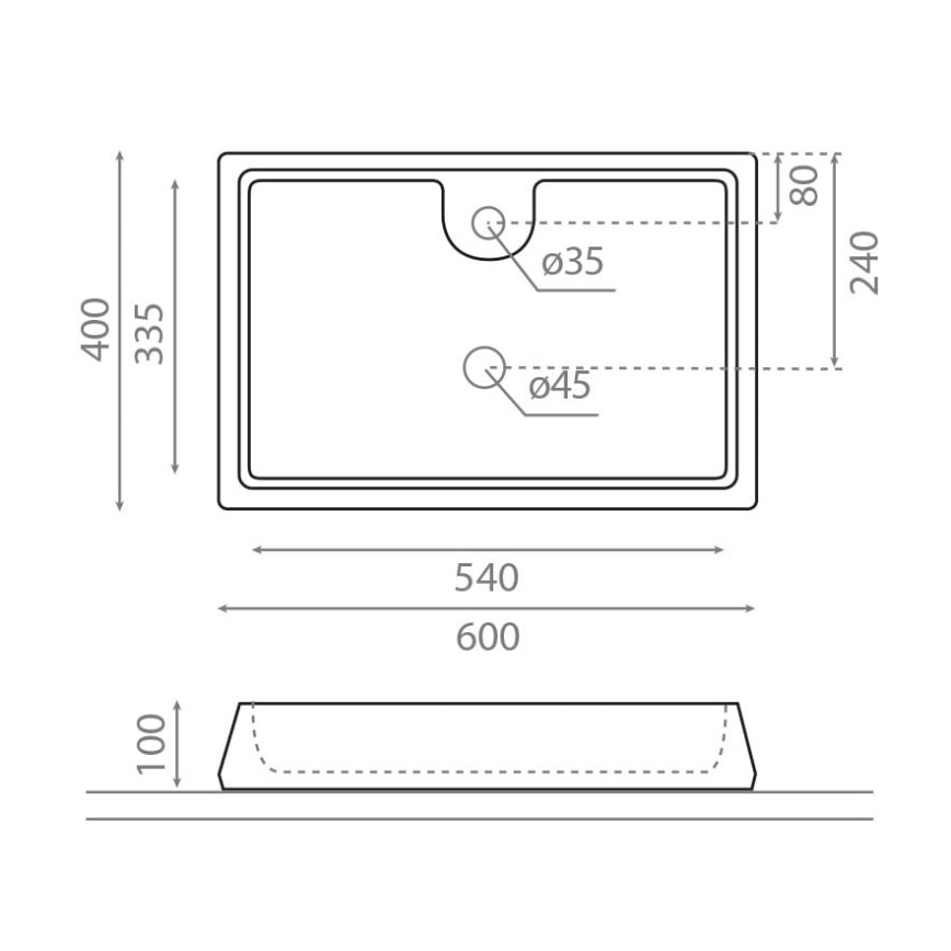 Bathco 4004 - Lavatório de bancada GALICIA 60x40 cm porcelana/branco