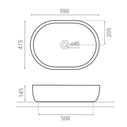 Bathco 4037 - Lavatório de sobrepor TOULOUSE 59x41,5 cm porcelana/branco