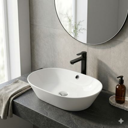 Bathco 4038 - Lavatório para bancada TOULOUSE 59x42 cm porcelana/branco