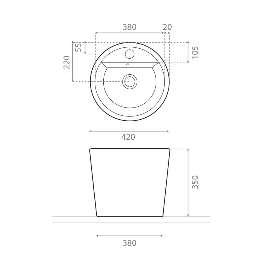 Bathco 4057 - Lavatório de bancada FLORENCIA Ø 42 cm em porcelana branca