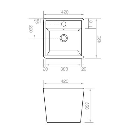 Bathco 4059 - Lavatório de sobrepor GENOVA 42x42 cm porcelana/branca
