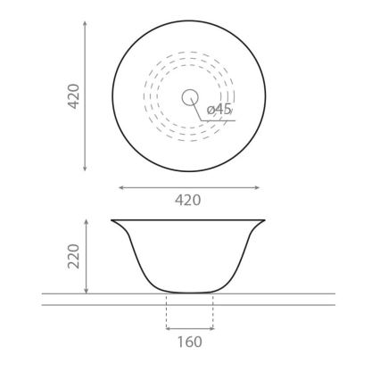 Bathco 4062 - Lavatório de sobrepor NORDIC Ø 42 cm, porcelana/branco
