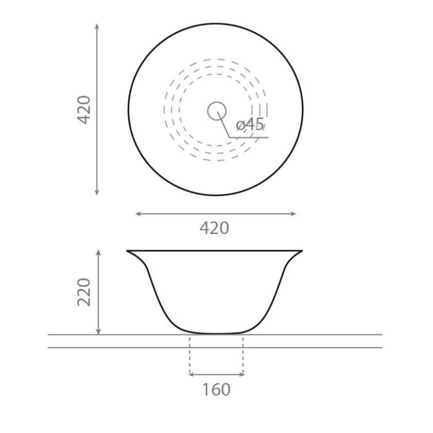 Bathco 4062 - Lavatório de sobrepor NORDIC Ø 42 cm, porcelana/branco