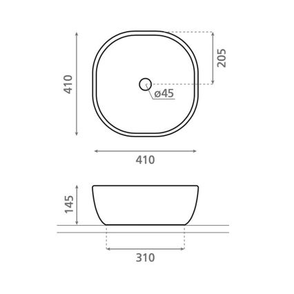 Bathco 4071 - Lavatório de sobrepor OLEA 41x41 cm porcelana/branco