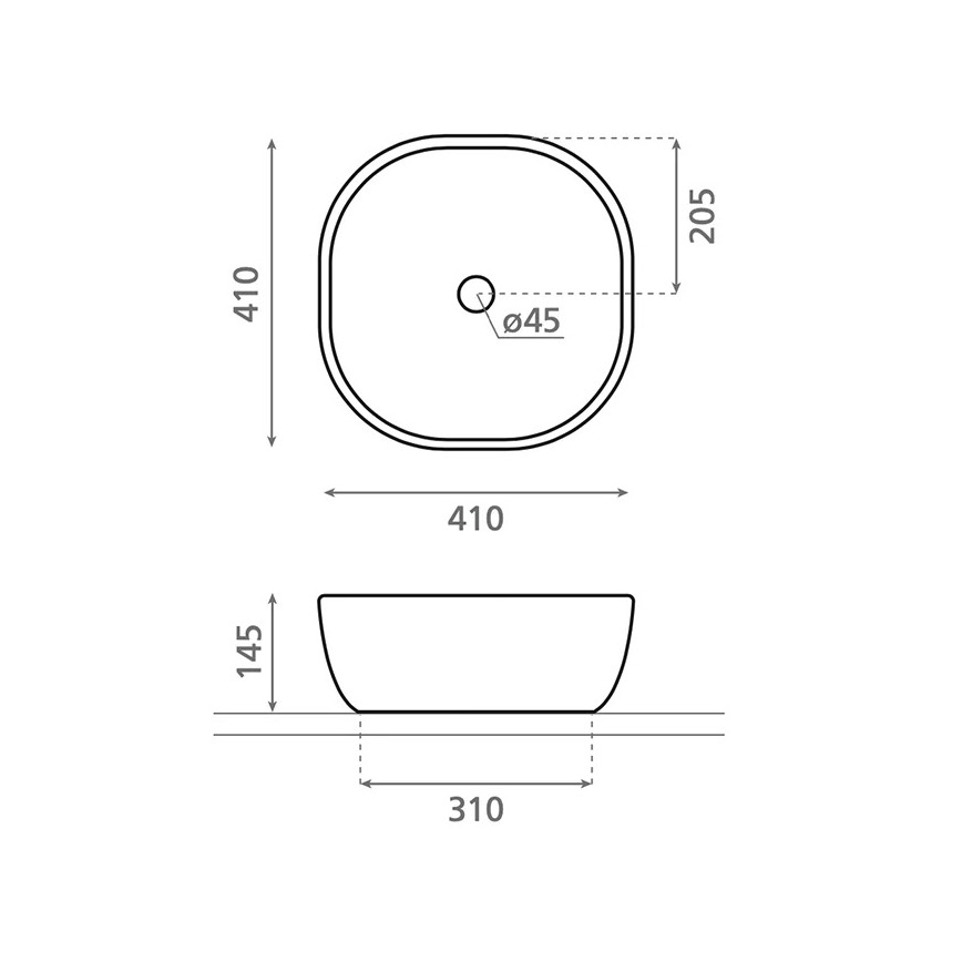 Bathco 4071 - Lavatório de sobrepor OLEA 41x41 cm porcelana/branco