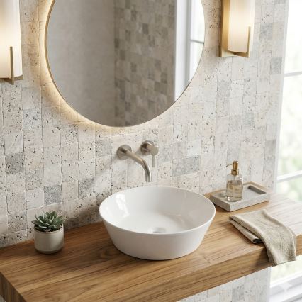 Bathco 4087 - Cuba de apoio VOLTA Ø 42 cm porcelana/branco