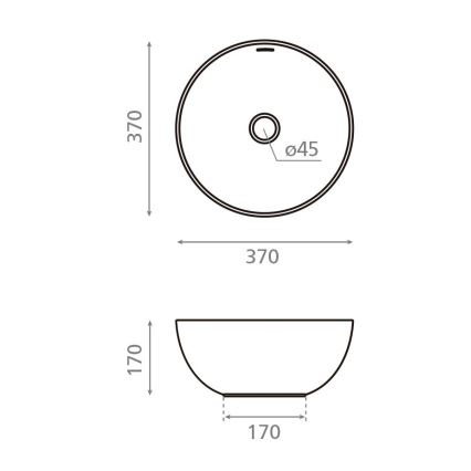 Bathco 4131 - Lavatório de bancada BARI Ø 37 cm, porcelana branca