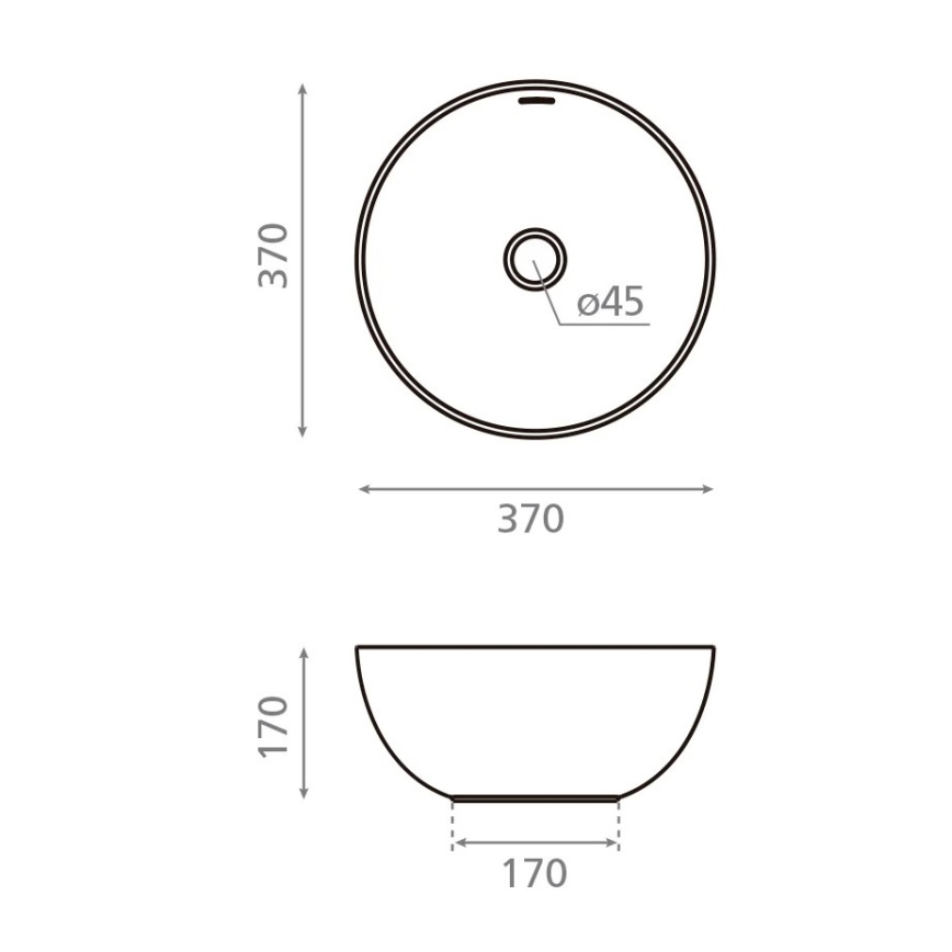 Bathco 4131 - Lavatório de bancada BARI Ø 37 cm, porcelana branca