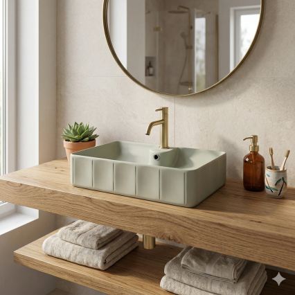Bathco 4161 - Lavatório de bancada CIRCUS 61x40,5 cm porcelana/bege