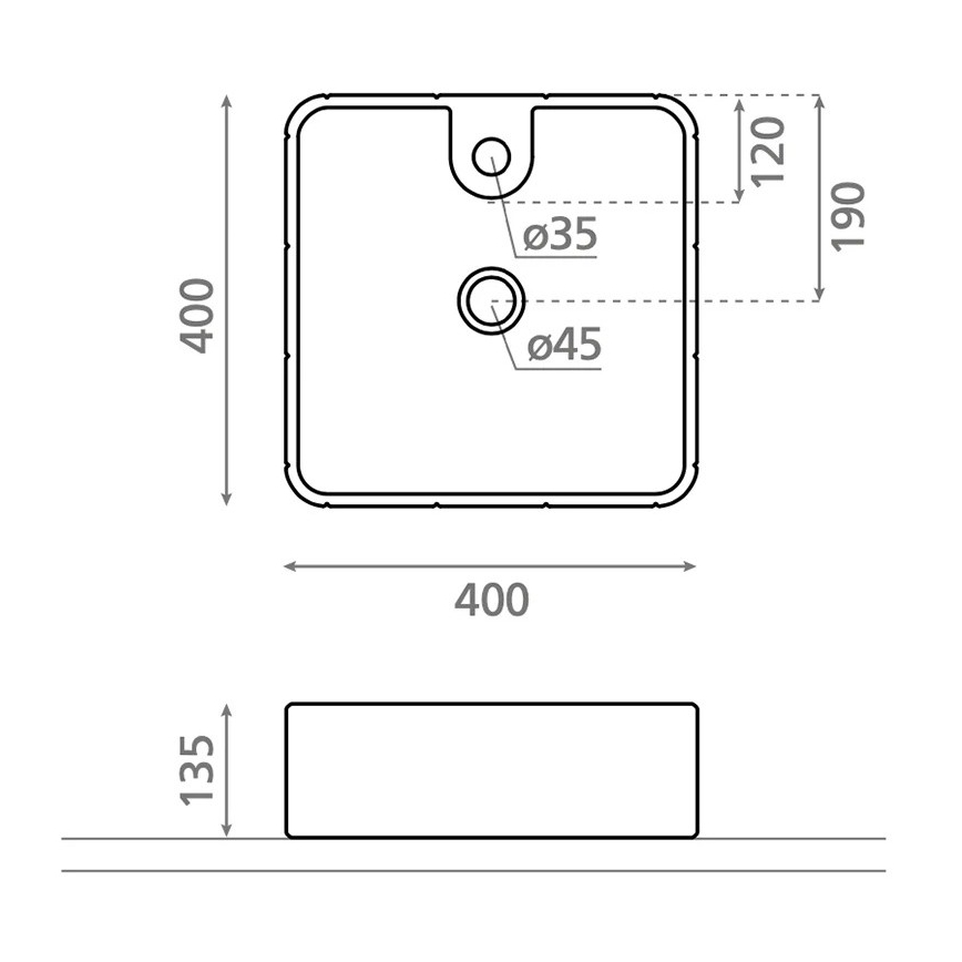 Bathco 4163 - Lavatório de bancada CIRCUS 40x40 cm porcelana/branco