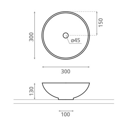 Bathco 4914 - Lavatório de bancada DAKAR Ø 30 cm, porcelana branca