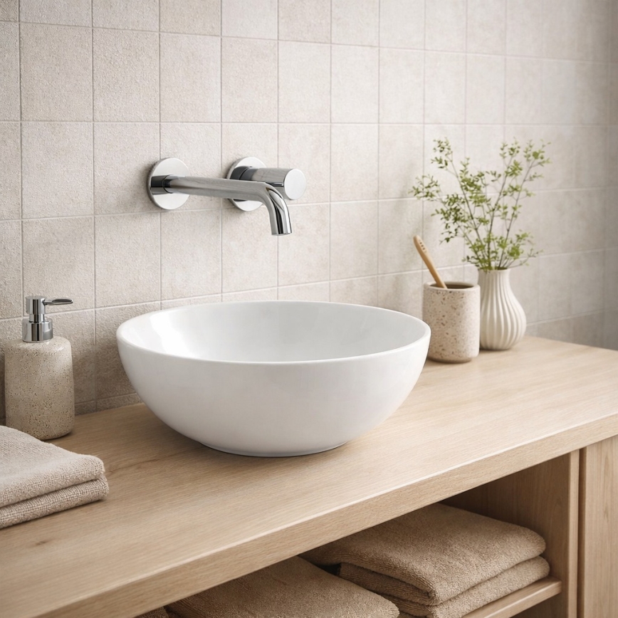 Bathco 4914 - Lavatório de bancada DAKAR Ø 30 cm, porcelana branca