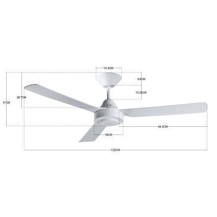 BAYSIDE 213015 - Ventilador de teto CALYPSO branco