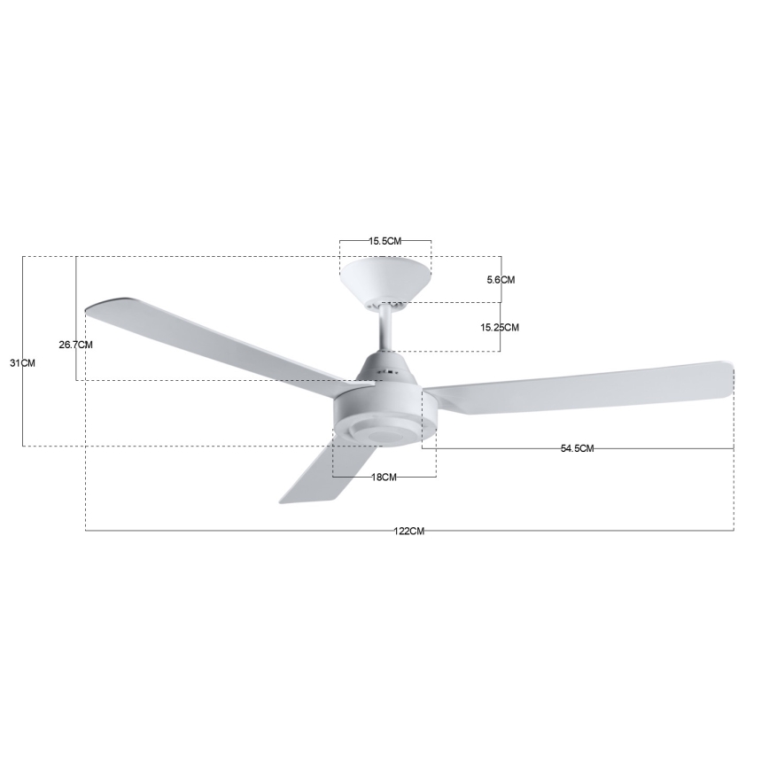 BAYSIDE 213015 - Ventilador de teto CALYPSO branco