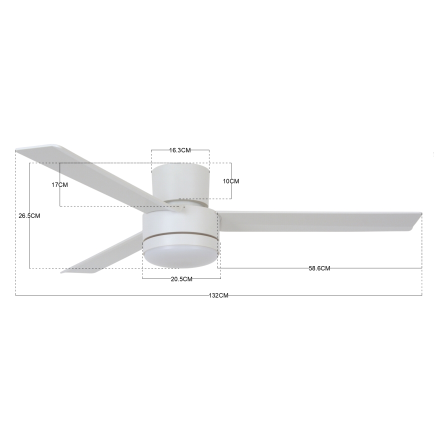 BAYSIDE 213036 - Ventilador de teto LED LAGOON GX53/17W/230V branco + controlo remoto