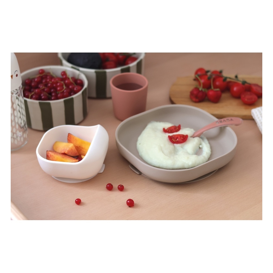 Beaba - Conjunto de alimentação infantil Terracota, 4 peças