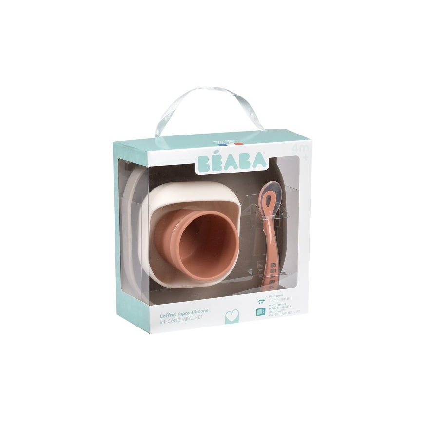Beaba - Conjunto de alimentação infantil Terracota, 4 peças