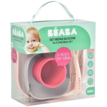 Beaba - Conjunto de refeição infantil Pink 4 peças