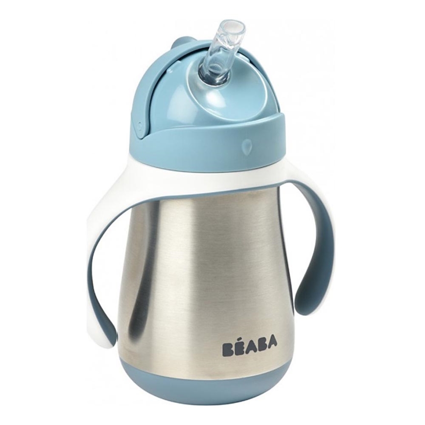 Beaba - Copo térmico com palhinha 250 ml, azul