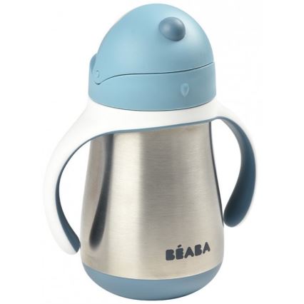 Beaba - Copo térmico com palhinha 250 ml, azul