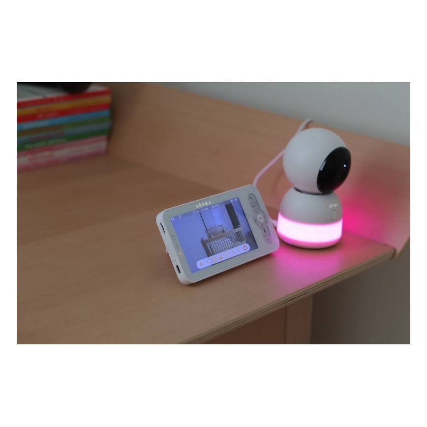 Beaba - Monitor de bebé inteligente recarregável ZEN NIGHT 720p 5V 4000 mAh Wi-Fi branco