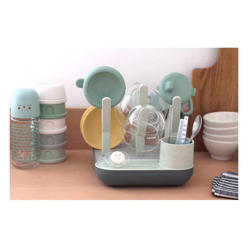 Beaba - Suporte para secar garrafas verde/cinzento