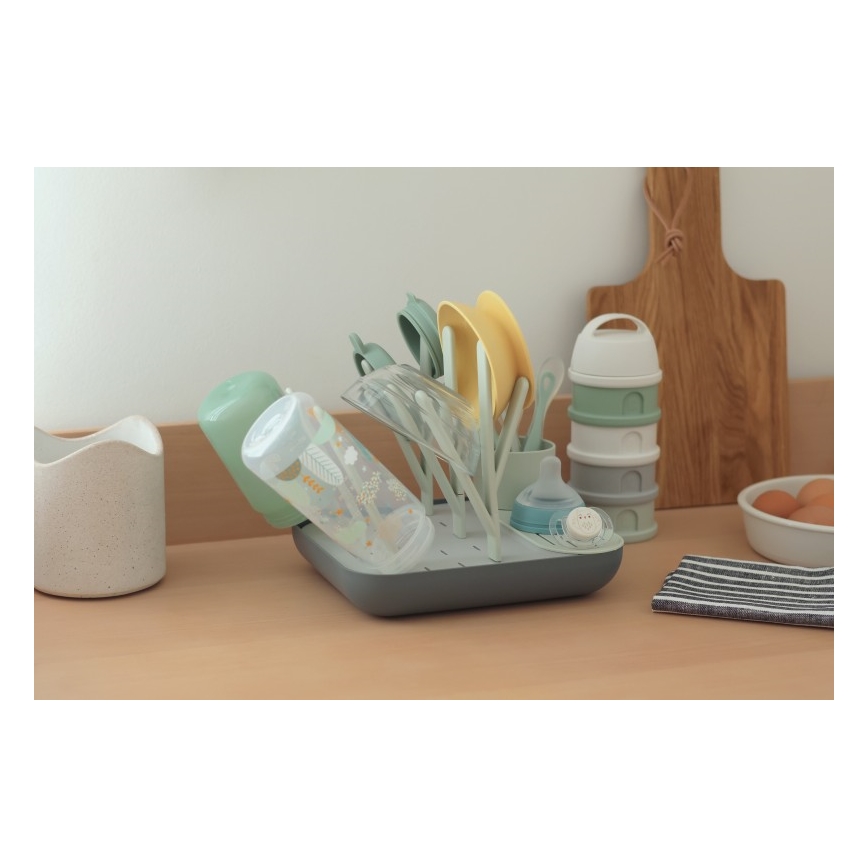 Beaba - Suporte para secar garrafas verde/cinzento