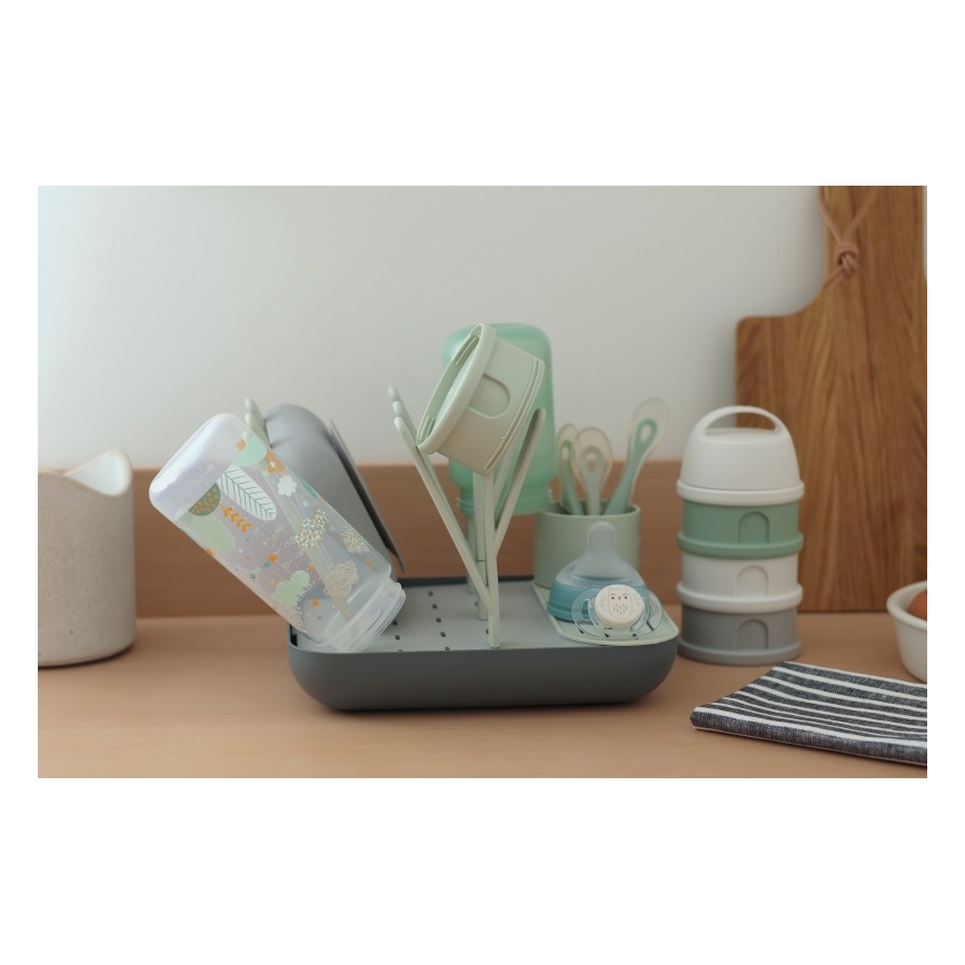 Beaba - Suporte para secar garrafas verde/cinzento