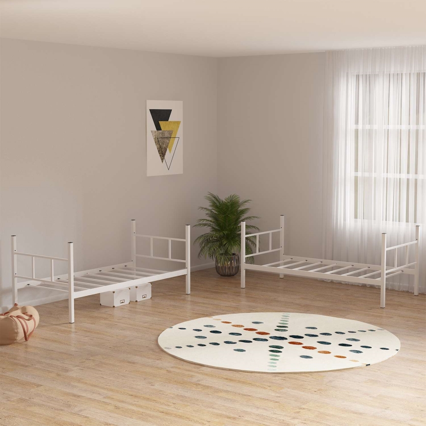 Beliche metálico MAVEN 90x200 cm, branco, capacidade de carga 2x100 kg