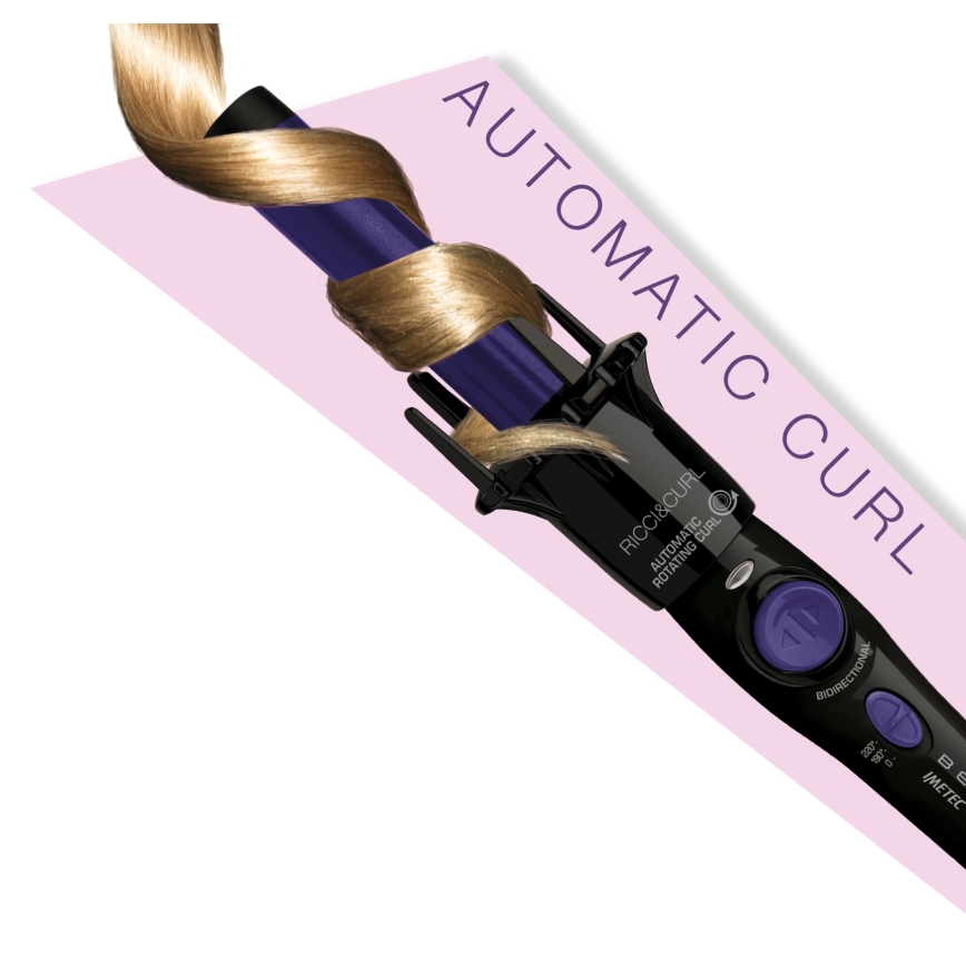 Bellissima 11307 - Modelador rotativo de cachos RICCI&CURL 230V preto/roxo
