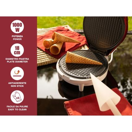 Beper - Máquina de waffles 2 em 1 1000W/230V vermelha
