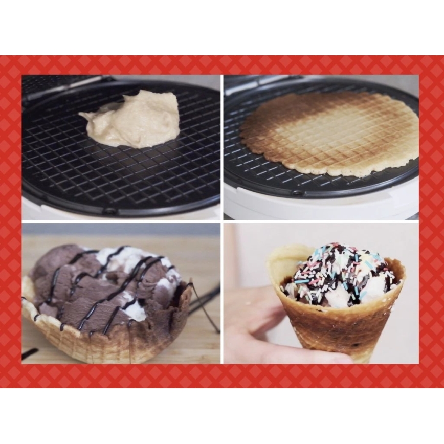 Beper - Máquina de waffles 2 em 1 1000W/230V vermelha