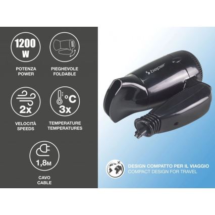 Beper - Secador de cabelo de viagem 1200W/230V