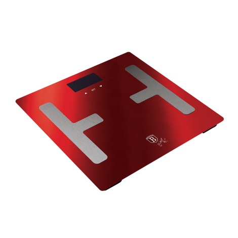 BerlingerHaus - Balança pessoal com visor LCD 2xAAA vermelho/cromado mate