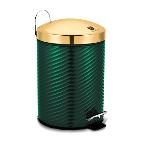 BerlingerHaus - Caixote do lixo 12 l verde/dourado/aço inoxidável